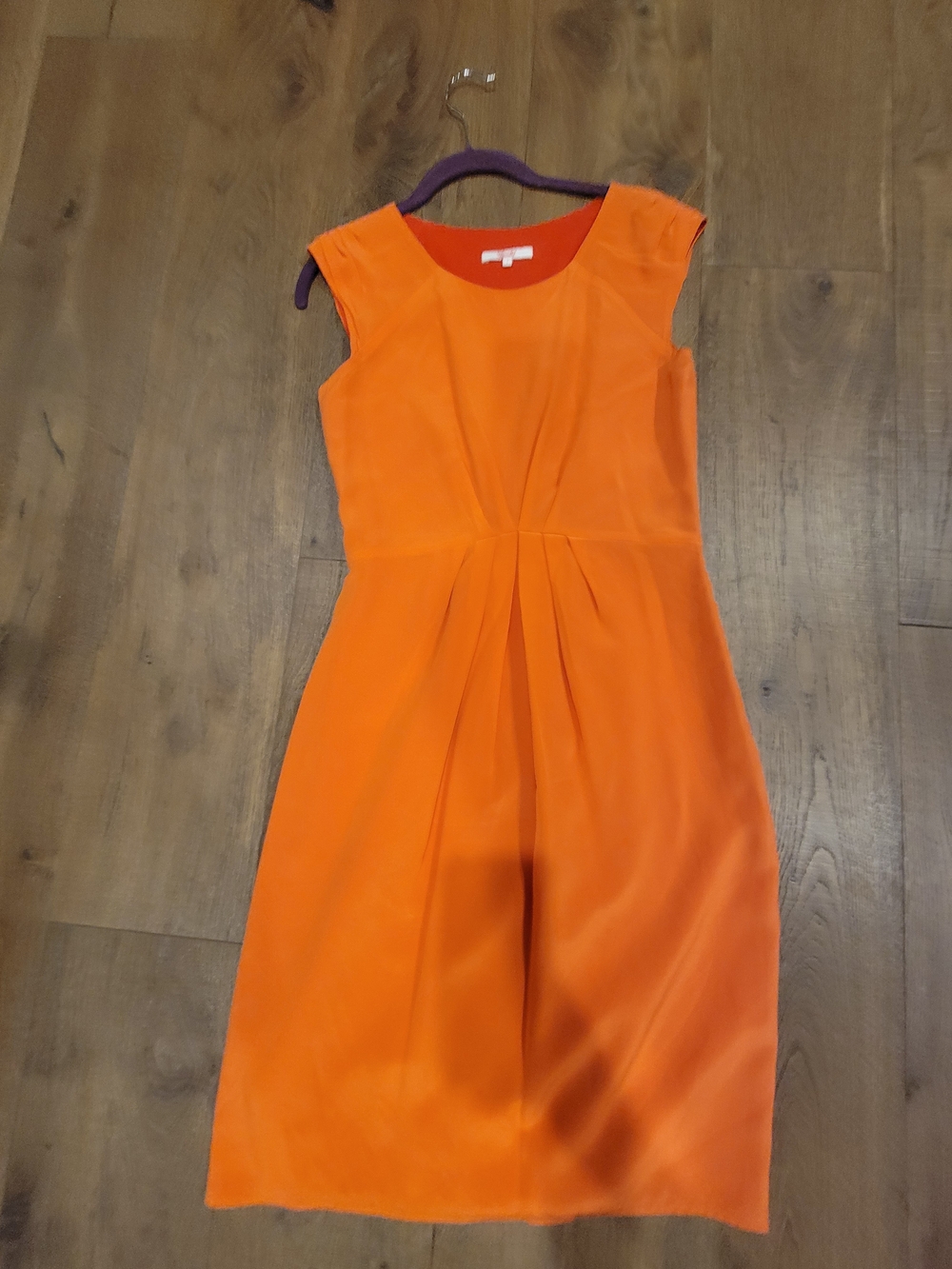 MONCLER Orange silk Sleeveless Pleated Women’s Dress
